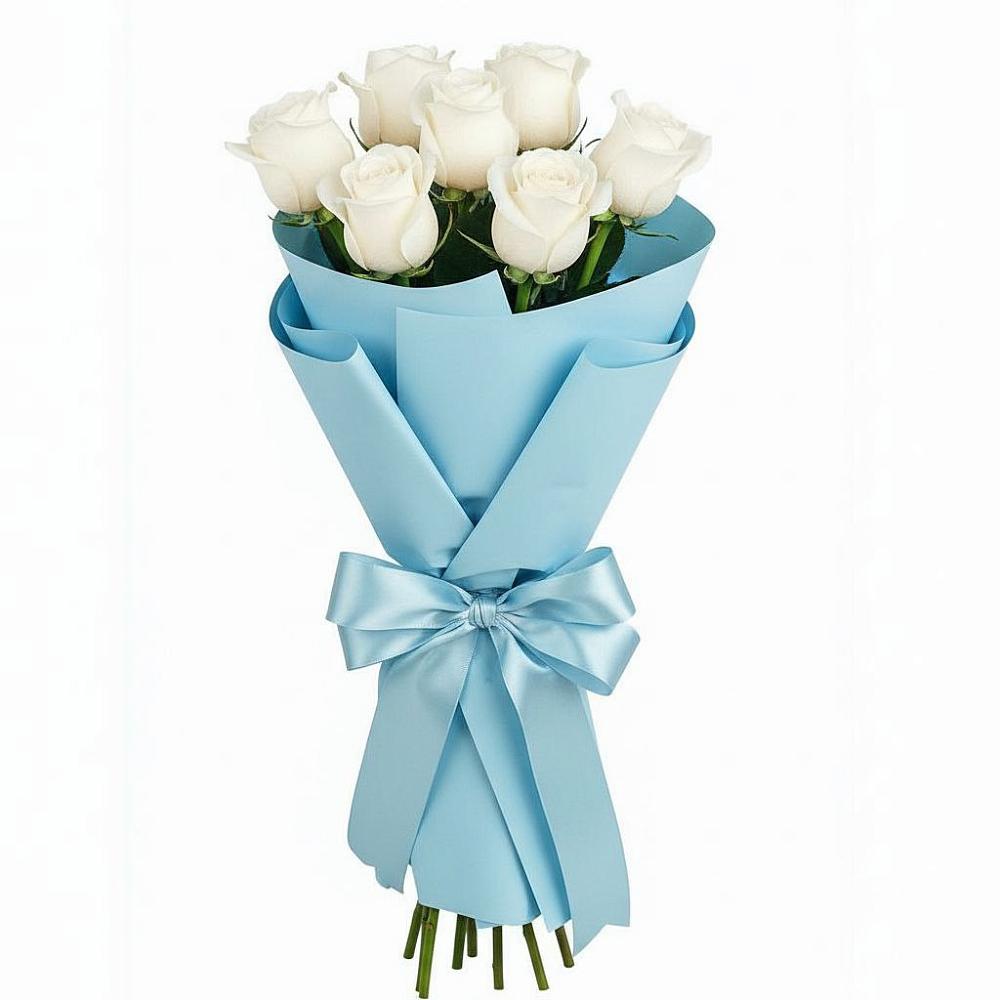 Букет 7 белых роз Проуд в Малошуйке