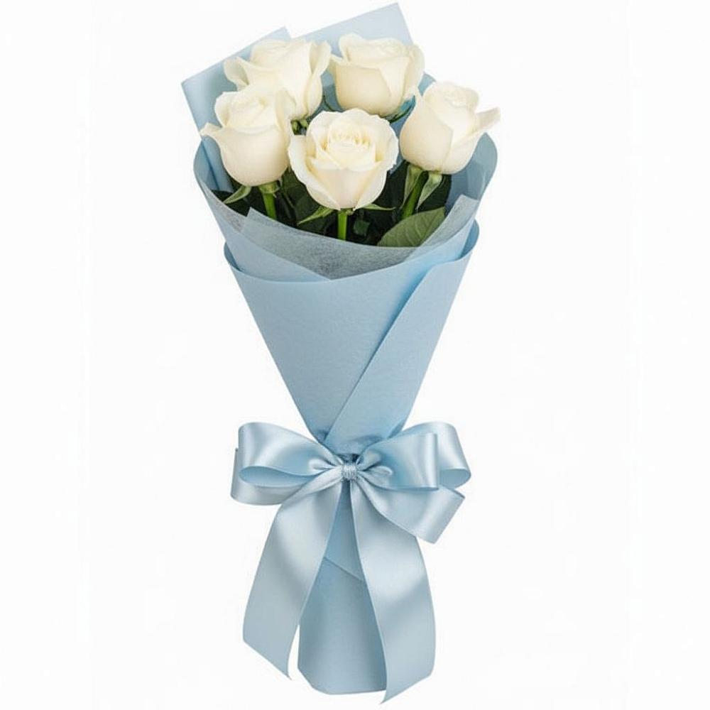 Букет 5 Белых роз Проуд в Малошуйке