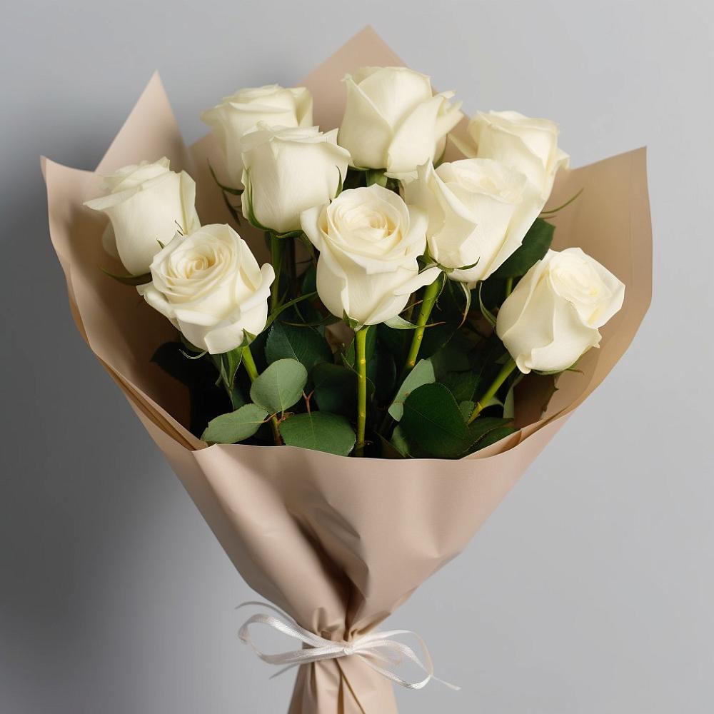 Букет 9 Белых роз Эдлесс Лав в Малошуйке