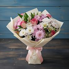 Букет цветов из:  Хризантемы, Альстромерии и Розы в Малошуйке