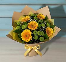 Букет цветов из:  Герберы и Хризантемы в Малошуйке