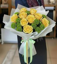 Букет цветов из:  Хризантемы и Розы #REPLACE_PRED# Малошуйке