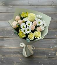 Букет цветов из:  Альстромерии, Розы и Хризантемы в Малошуйке
